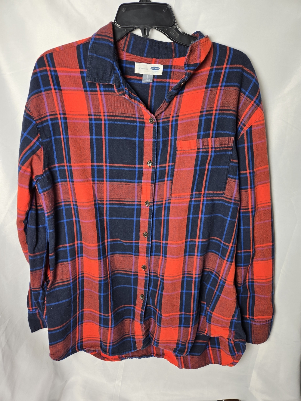 Old Navy Red and Navy Plaid Button-Down Shirt